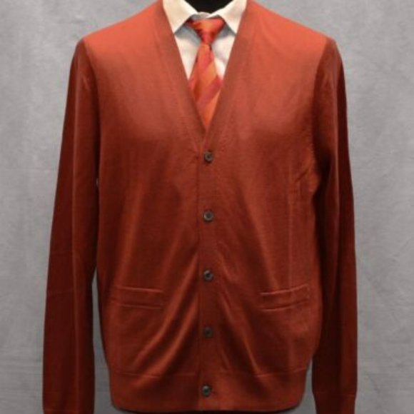 Michael Kors Men's Sienna Red Cardigan Wool Button Up Sweater.  SZ M - Picture 3 of 4